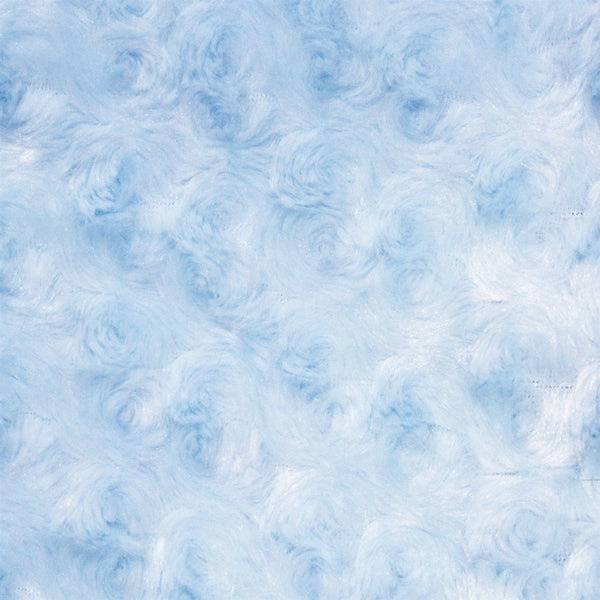 Sky Blue Swirl Rosebud Faux Fur Fabric