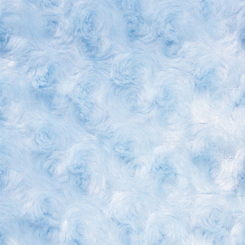 Sky Blue Swirl Rosebud Faux Fur Fabric