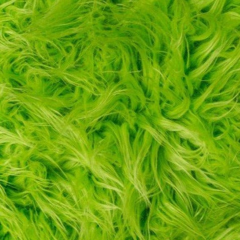 Lime Green Mongolian Long Pile Faux Fur Fabric