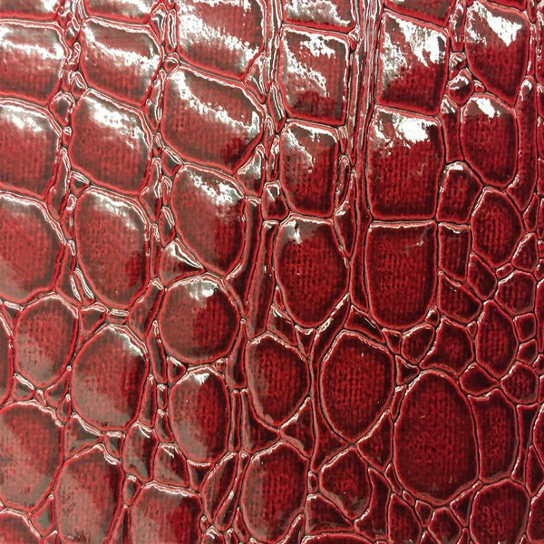 Burgundy Crocodile Vinyl Fabric