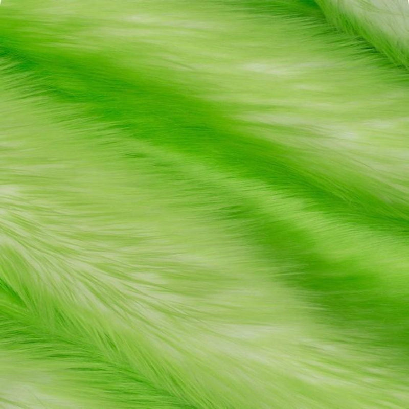 Lime Green | White Snow Luxury Faux Fur Shag Fabric