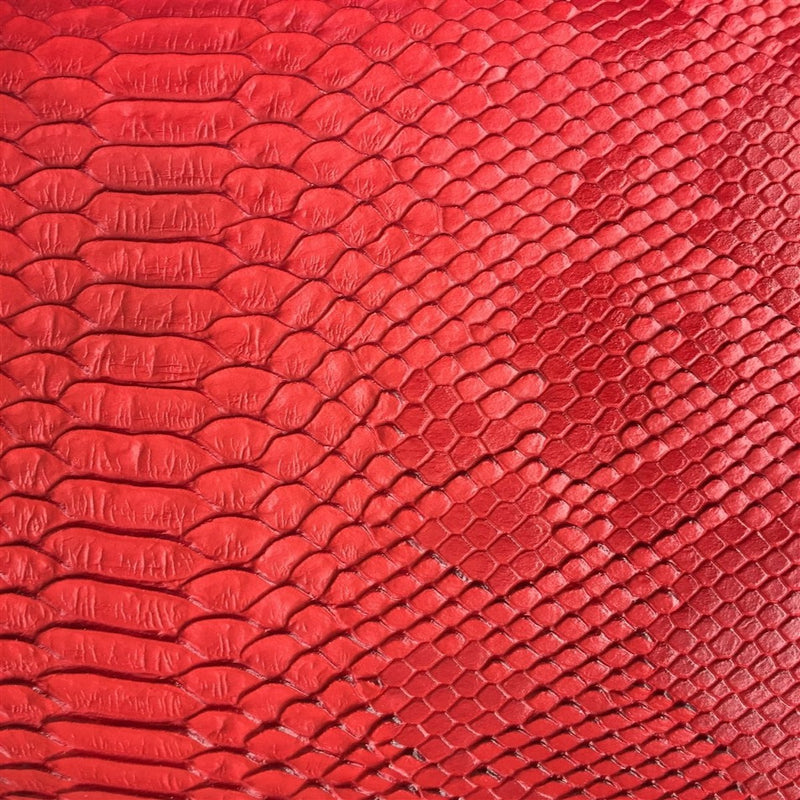 Red Faux Viper Sopythana Snake Skin Vinyl Fabric