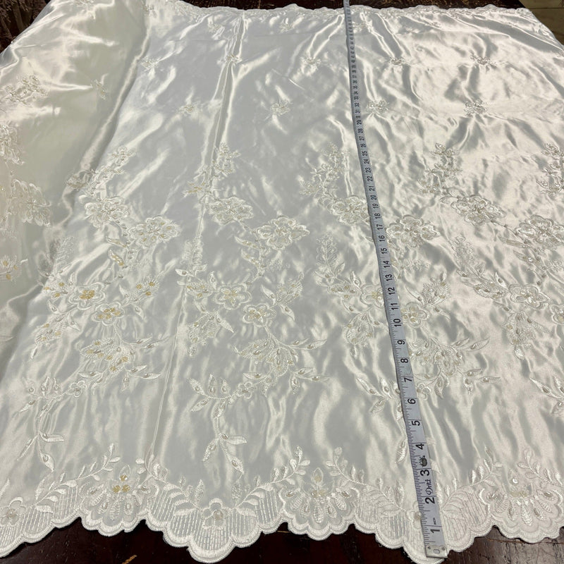 Beaded Bridal Lace Fabric Embroidered on 100% Polyester Satin | Lace USA - 30108S-BP