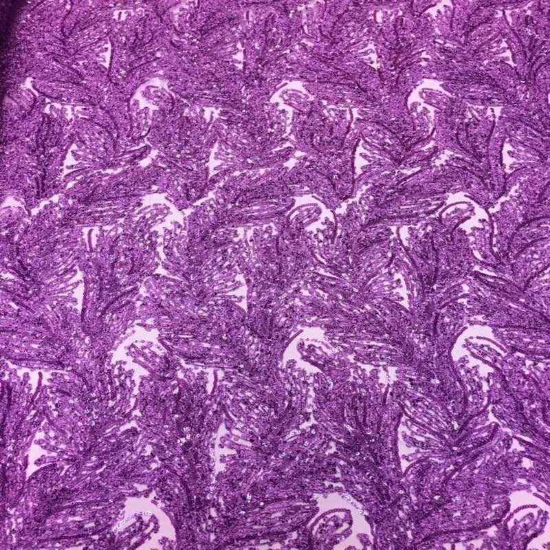 Plum Cozy Pop Thread Floral Sequins Lace Fabric