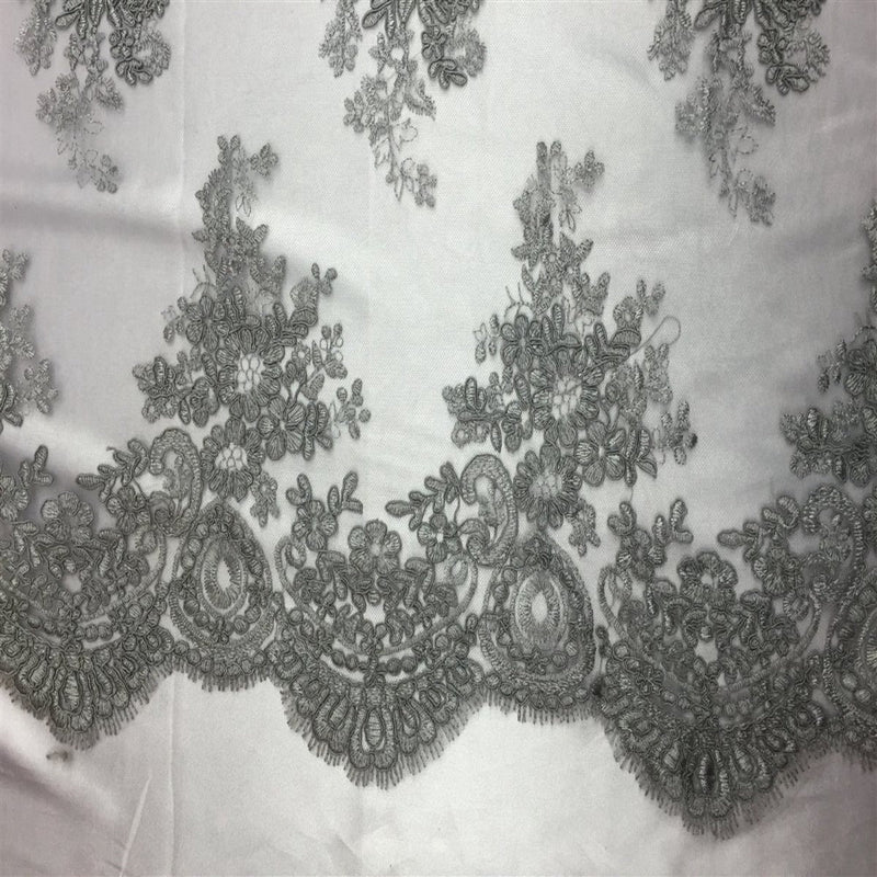 Oswald Floral Embroidered Lace Fabric