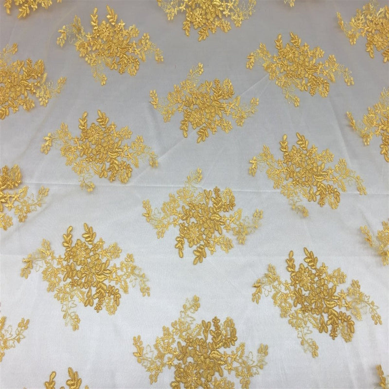 Yellow Oswald Embroidered Lace Fabric