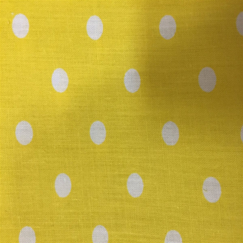 Yellow White Small Polka Dot Print Poly Cotton Fabric