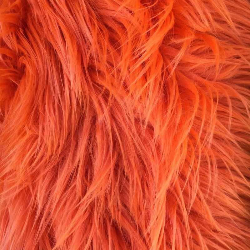 Orange Luxury Long Pile Shaggy Faux Fur Fabric