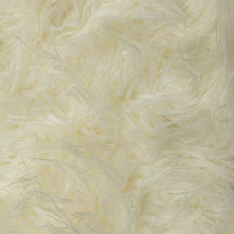 Ivory Mongolian Long Pile Faux Fur Fabric