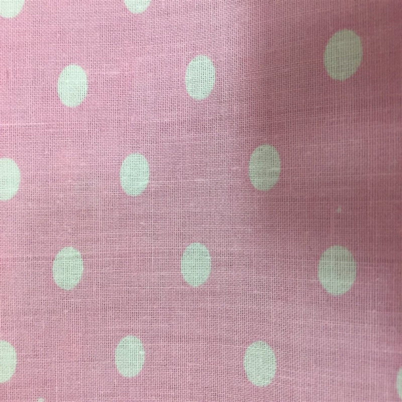 Light Pink White Small Polka Dot Print Poly Cotton Fabric