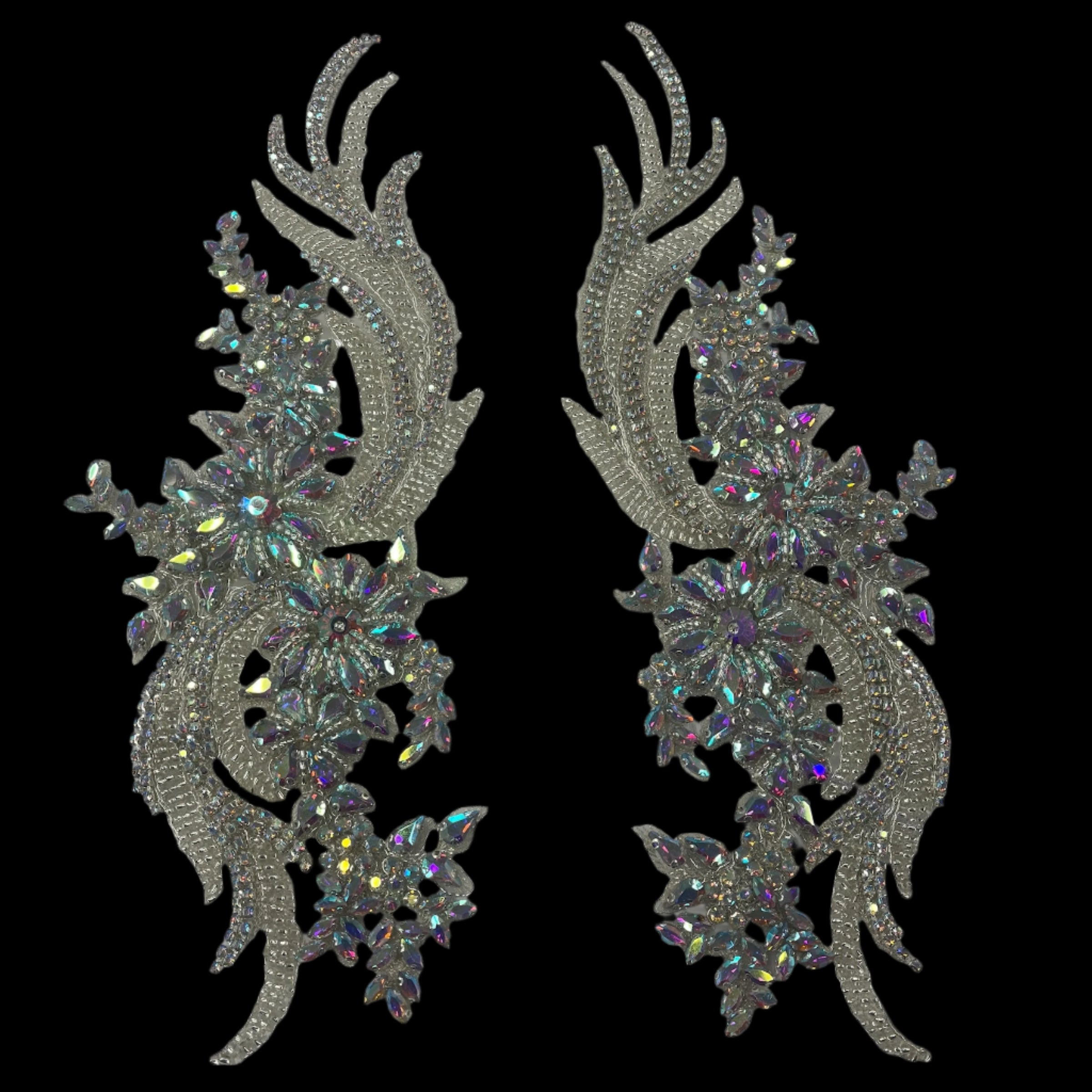 Crystal Rhinestone Applique Embroidered on 100% Polyester | Spandex Palace