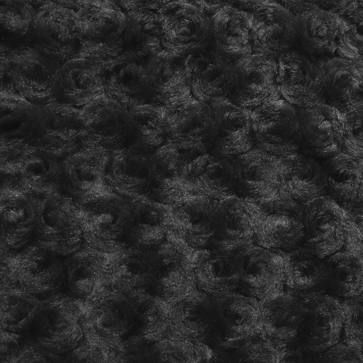 Black Swirl Rosebud Faux Fur Fabric