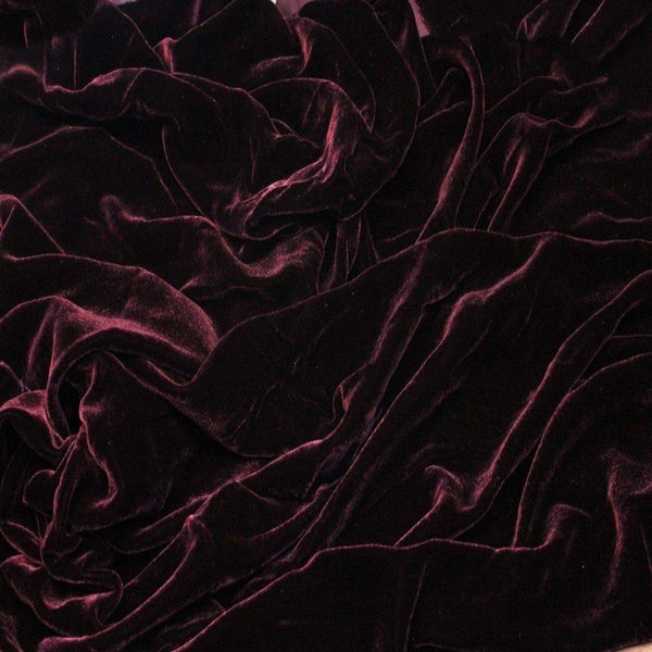 Dark Burgundy Silk Velvet Fabric