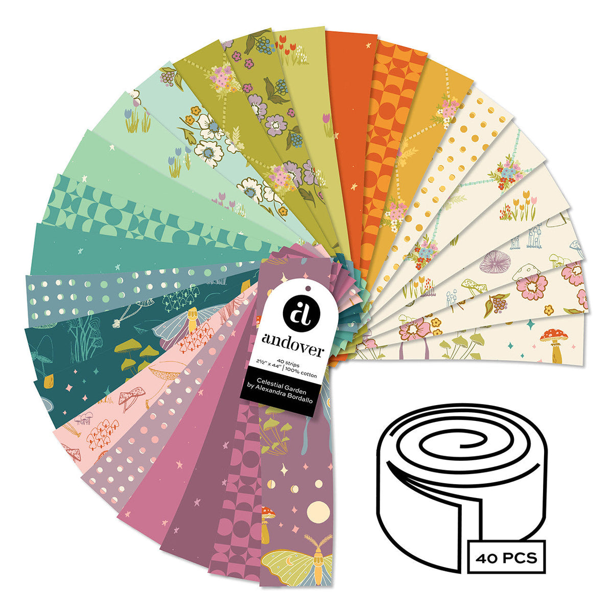 Celestial Garden - 2.5 Inch Strip Rolls - 40 Cuts Each