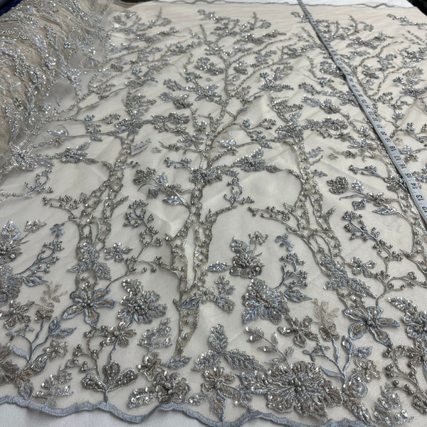 Beaded Lace Fabric Embroidered on 100% Polyester Net Mesh | Lace USA - GD-19091