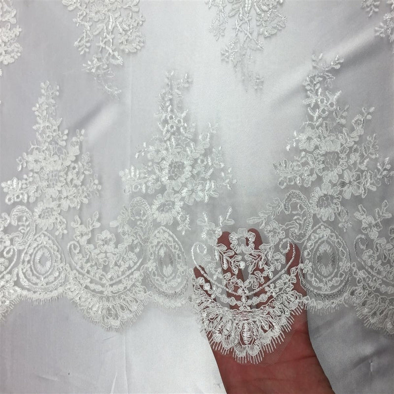 Off White Oswald Embroidered Lace Fabric