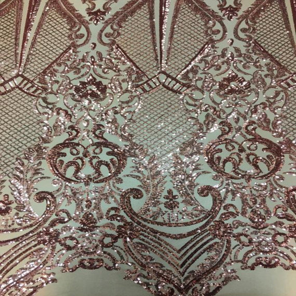 Dusty Rose Chantal Deluxe Sequins Lace Fabric