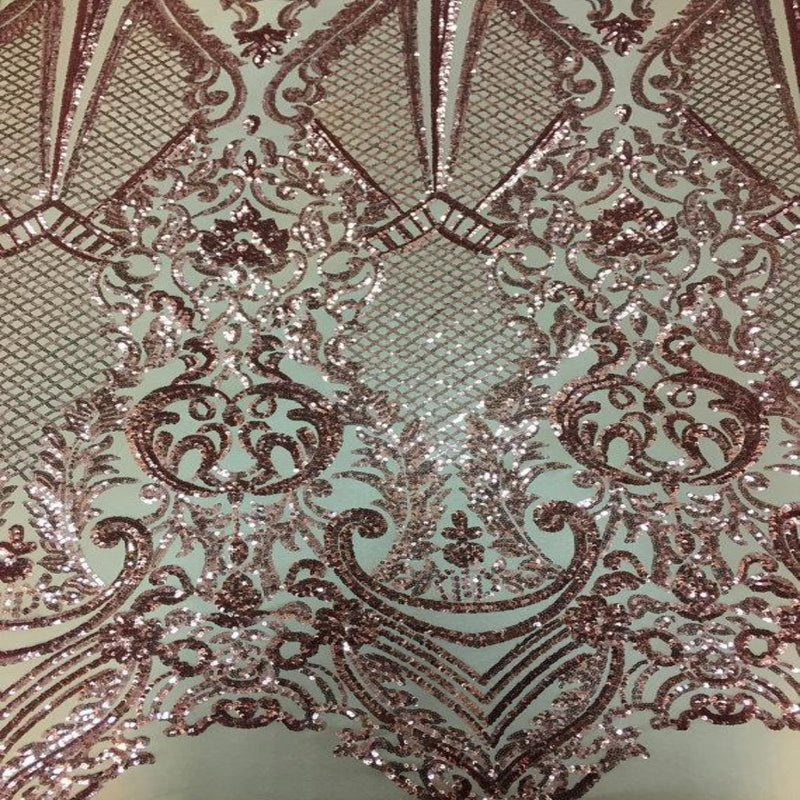 Dusty Rose Chantal Deluxe Sequins Lace Fabric