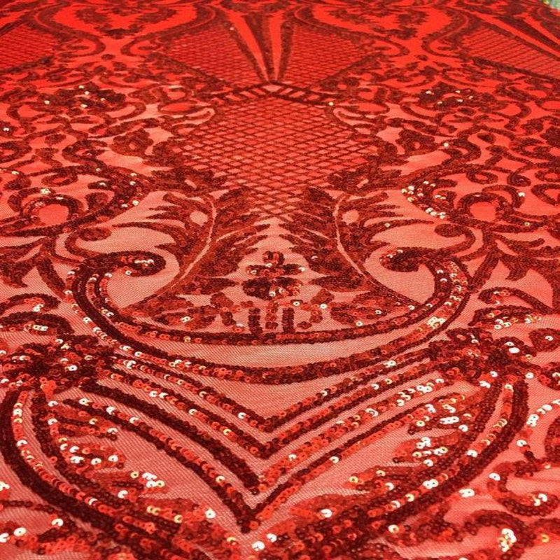 Red Chantal Deluxe Sequins Lace Fabric