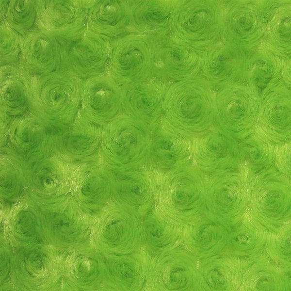 Lime Green Swirl Rosebud Faux Fur Fabric