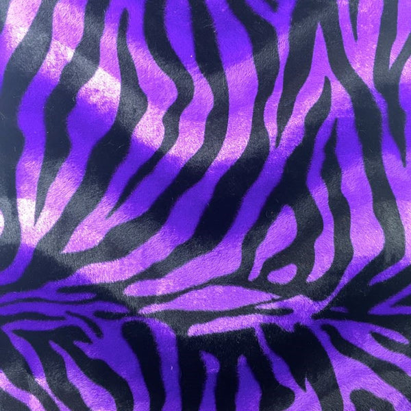 Purple Big Zebra Velboa Faux Fur Fabric