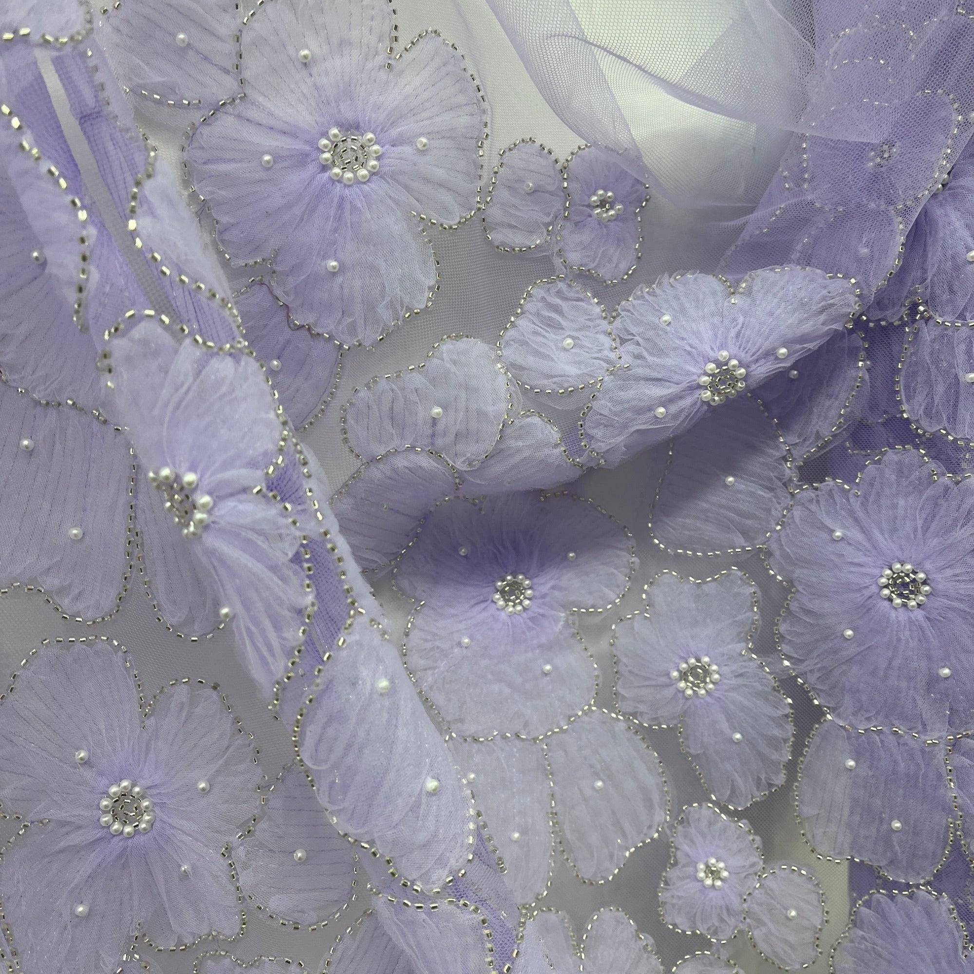 Beaded 3D Floral Lace Fabric for Bridal, Quinceañera & Dance Dresses | Lace USA - GD-216