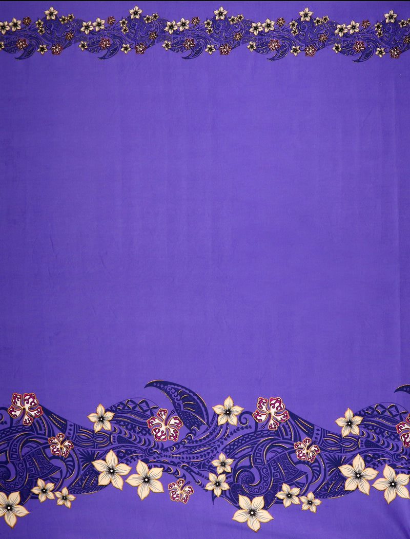 Tiare Hibiscus Double Border Fabric | Polyester  | Spandex Palace