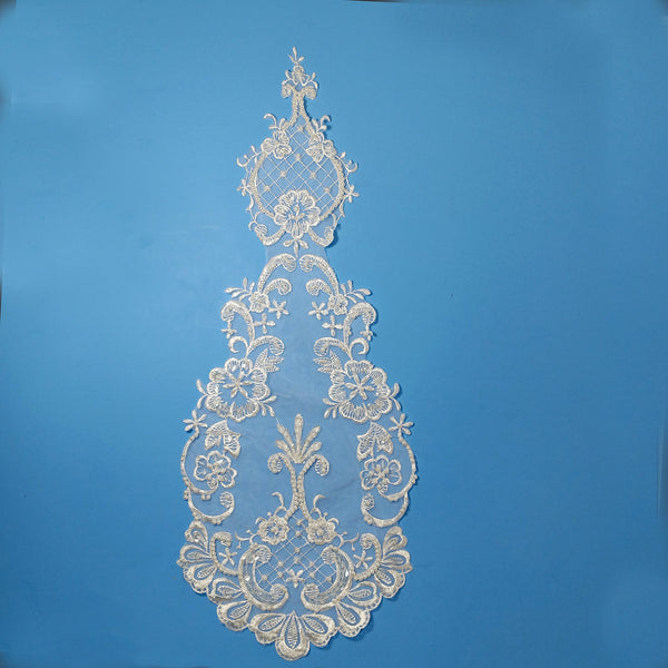 Beaded Lace Medallion Applique for Veils, Bridal & Quinceañera Gowns | Lace USA - 88040N-BP