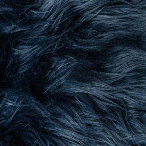 Navy Blue Mongolian Long Pile Faux Fur Fabric