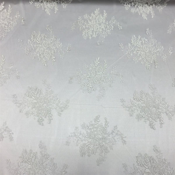 Off White Oswald Embroidered Lace Fabric