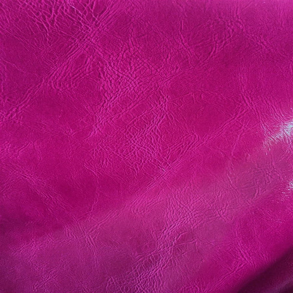 Fuchsia Distressed Faux Leather Fabric