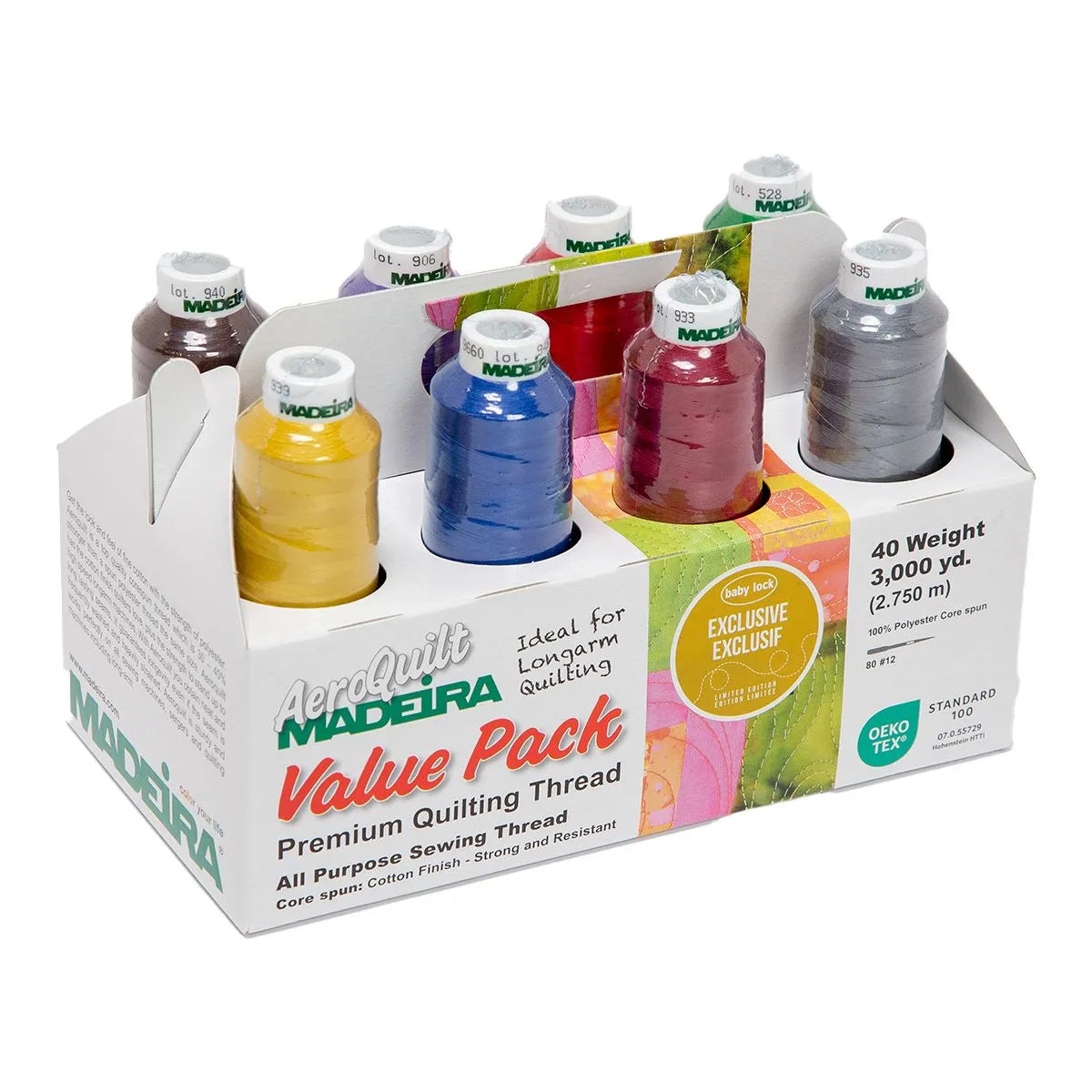 Madeira Aeroquilt Cool Tone 8 Cone Value Pack, 3000yds, 40wt