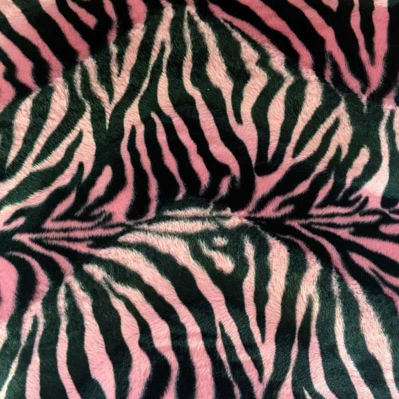 Pink Small Zebra Velboa Faux Fur Fabric