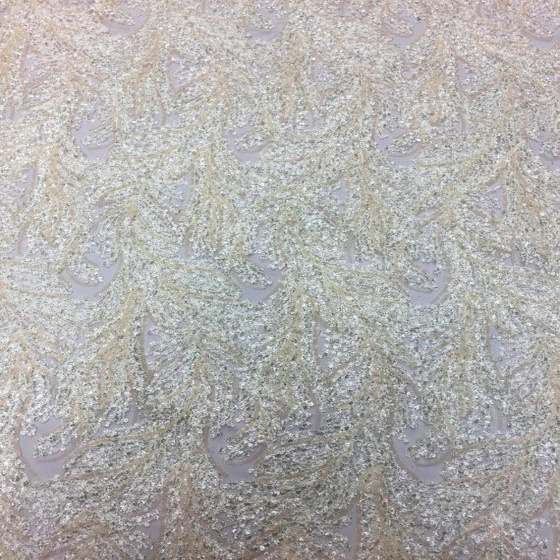 Ivory Cozy Pop Thread Floral Sequins Lace Fabric