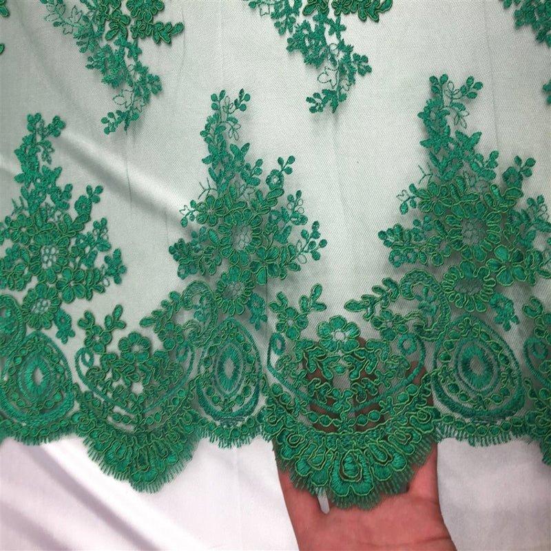 Green Oswald Embroidered Lace Fabric