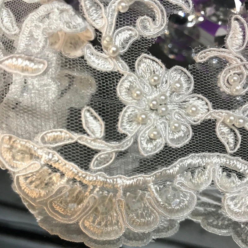 Beaded & Corded Lace Trimming Embroidered on 100% Polyester Organza or Net Mesh | Lace USA - 95955N-BP