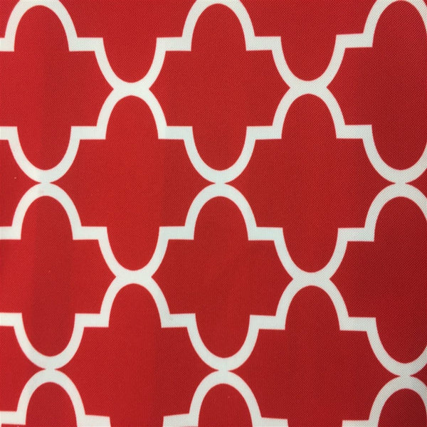 Red White Moroccan Print Indoor Outdoor Fabric