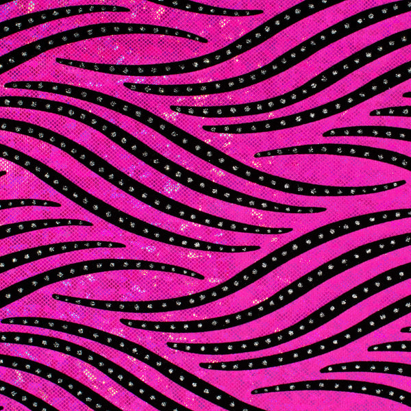 2 Way Zebra Flocking Hologram Nylon Spandex | Spandex Palace Fuchsia