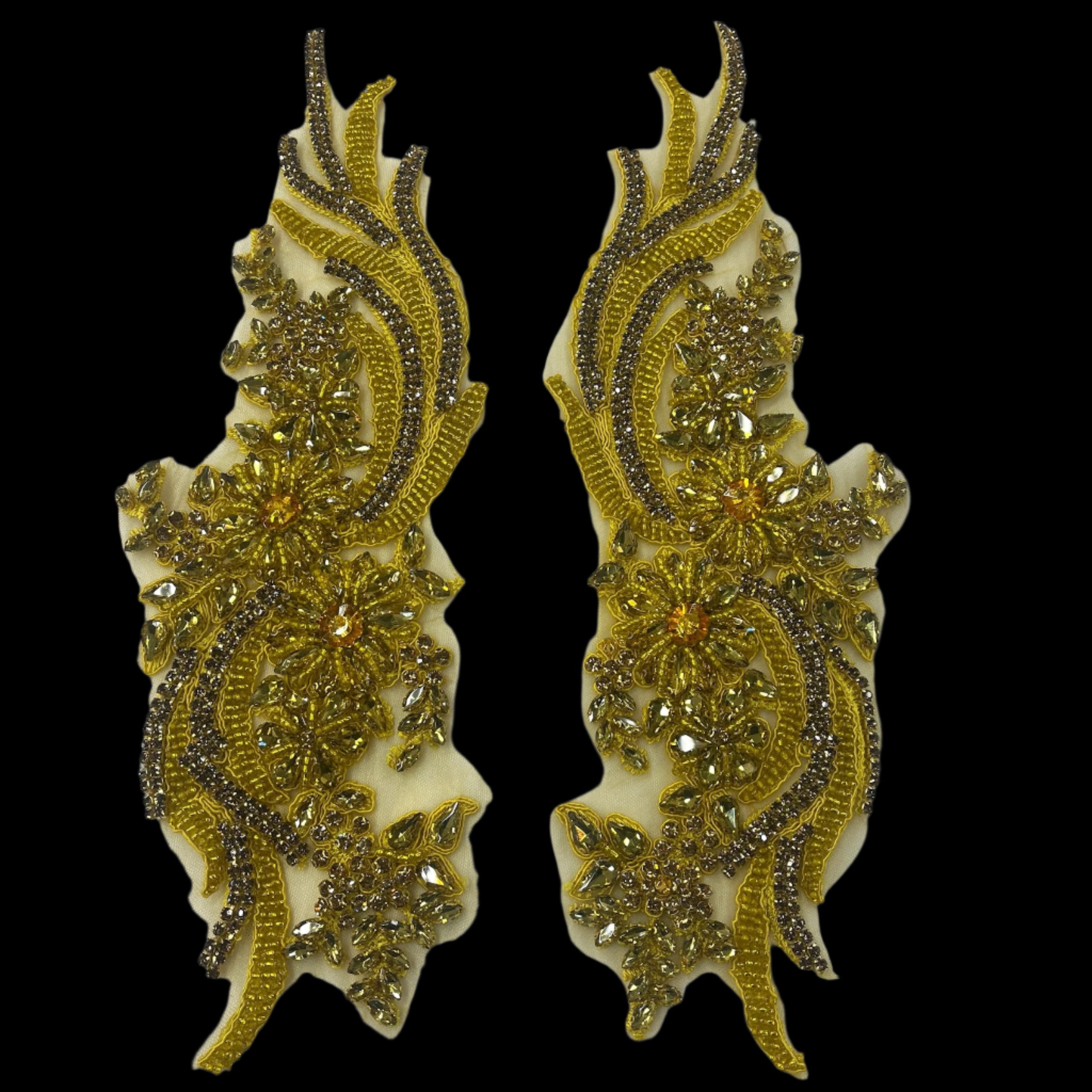 Crystal Rhinestone Applique Embroidered on 100% Polyester | Spandex Palace