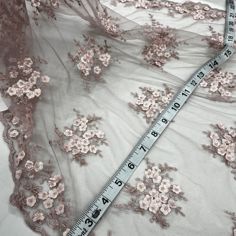 Beaded Double Sided 3D Floral Lace Trimming Embroidered on 100% Polyester Net Mesh | Lace USA - GD-731