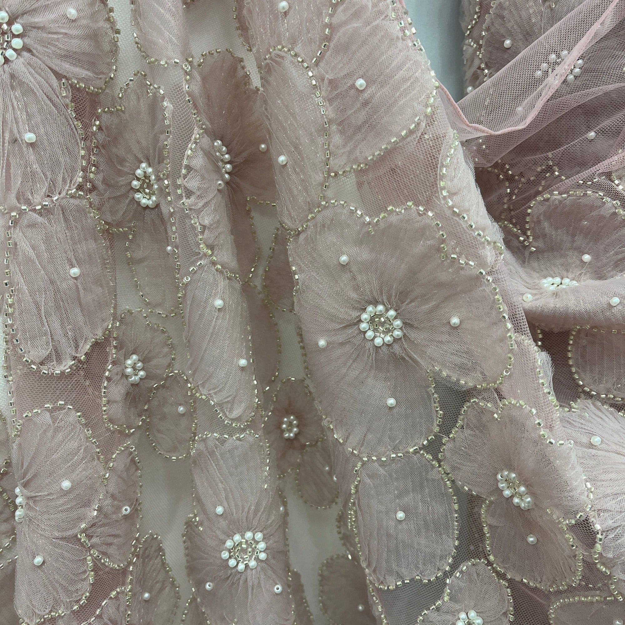 Beaded 3D Floral Lace Fabric for Bridal, Quinceañera & Dance Dresses | Lace USA - GD-216