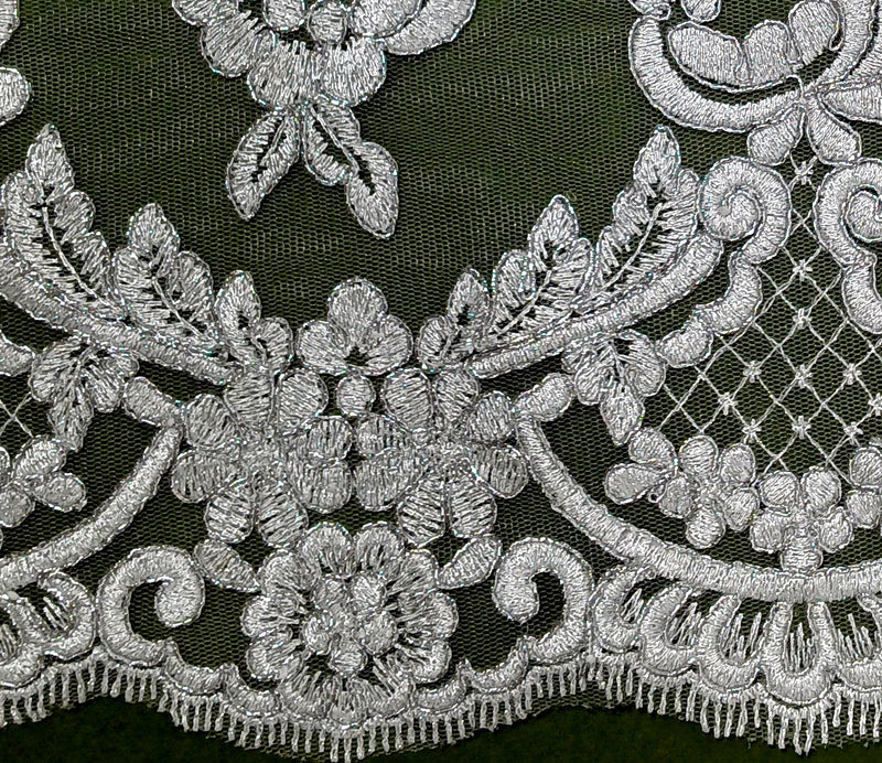 Corded Double Sided Lace Trimming Embroidered on 100% Polyester Net Mesh | Lace USA - 95329W/2