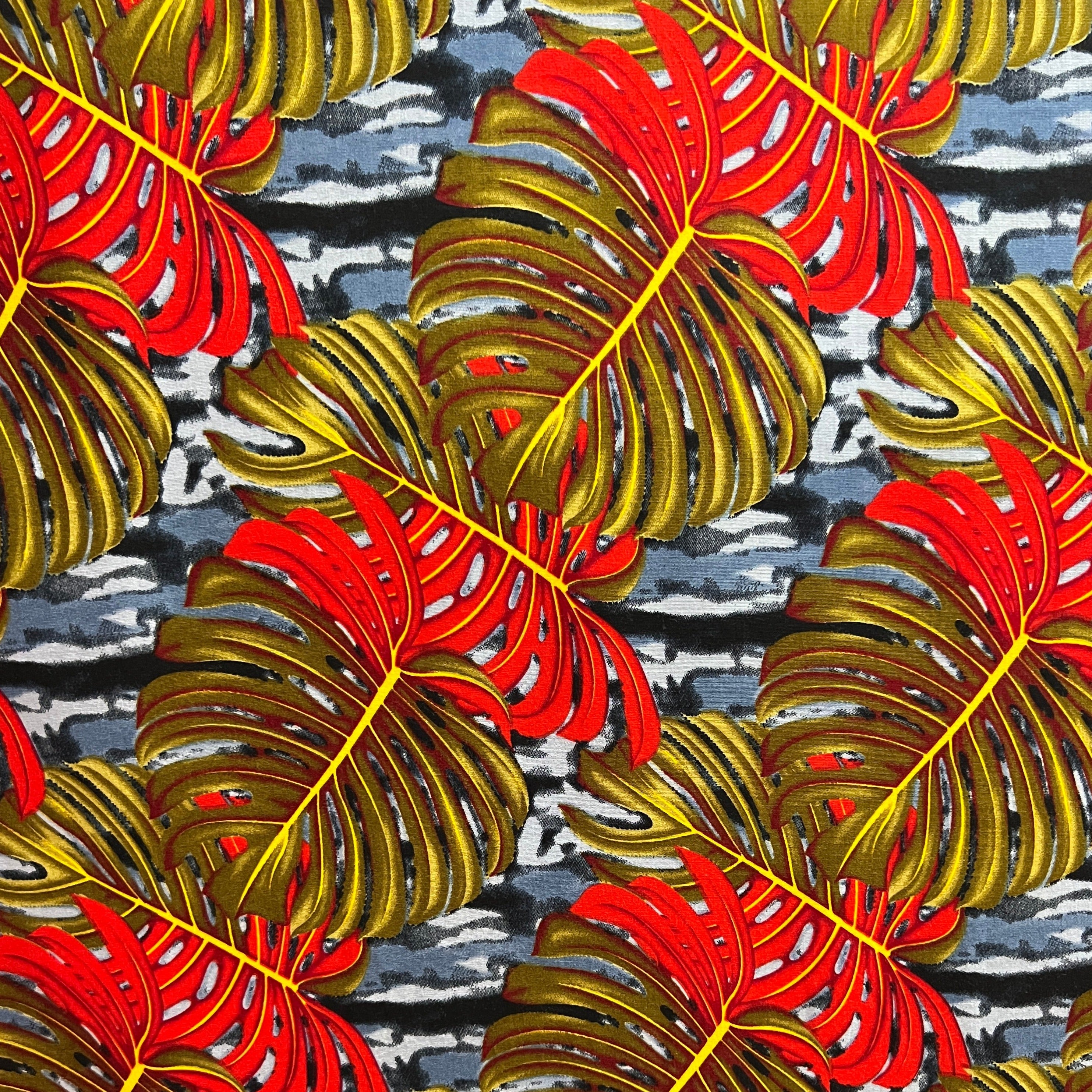 All Over Monstera Leaf Rayon Poplin Fabric| Islands Fabric