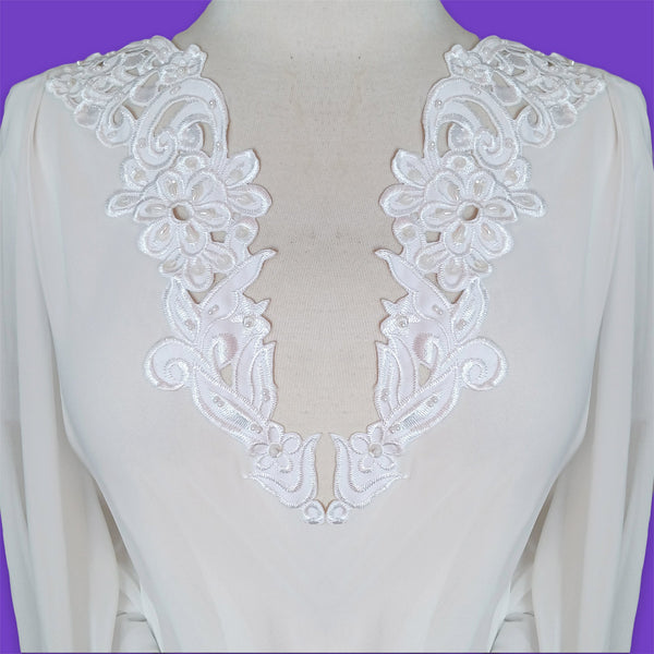 Beaded Lace Applique Embroidered on 100% Polyester Satin | Lace USA - 89917S-BP