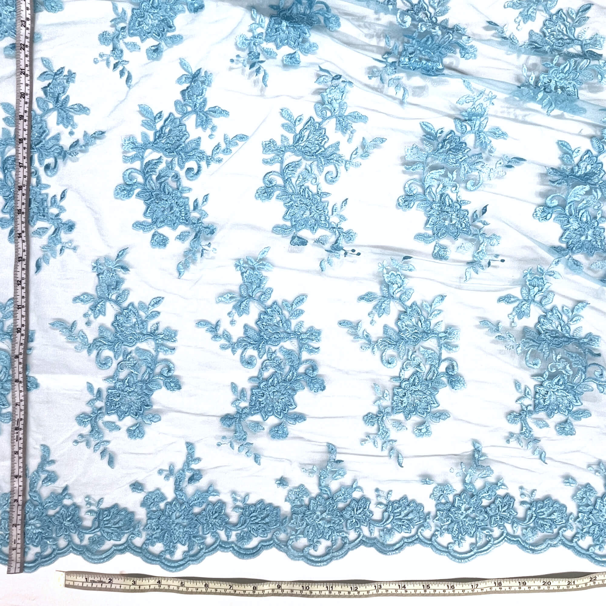 Corded Floral Lace Fabric with Scalloped Edges – Bridal & Dress Lace | Lace USA - 97154W