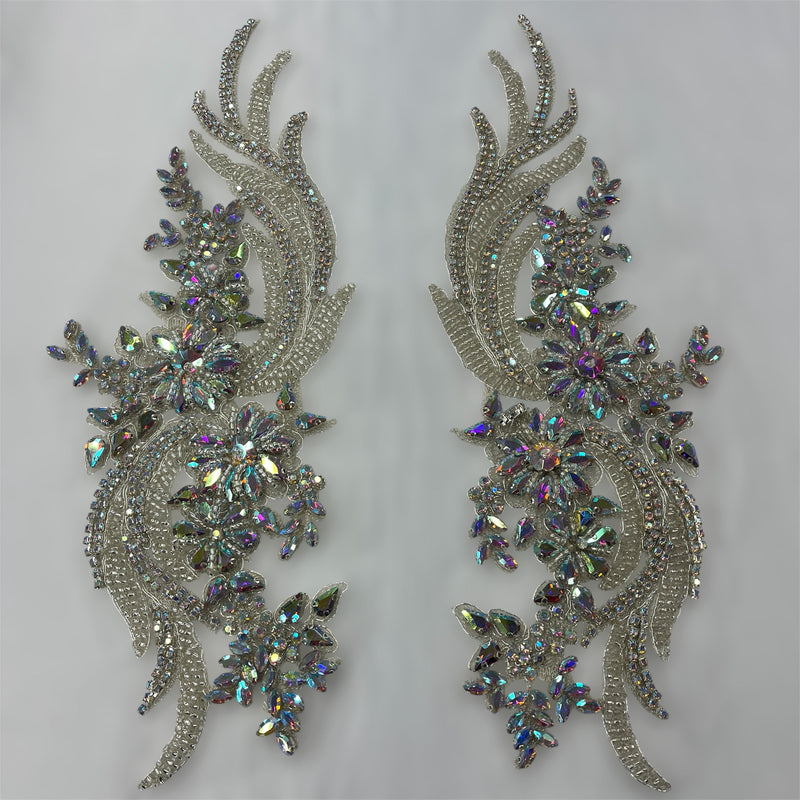 Crystal Rhinestone Applique Embroidered on 100% Polyester | Spandex Palace