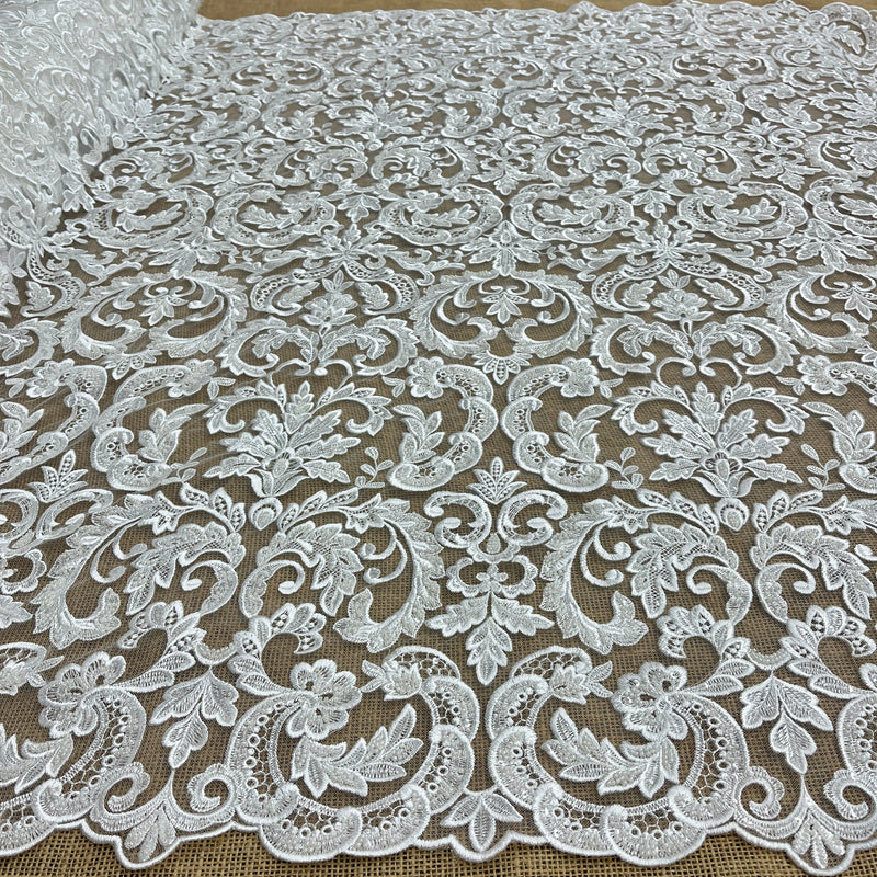 Beaded Lace Fabric Embroidered on 100% Polyester Net Mesh | Spandex Palace