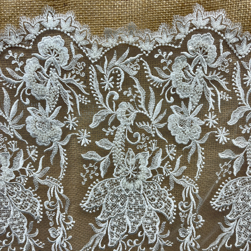 Beaded Lace Fabric Embroidered on 100% Polyester Net Mesh | Lace USA - GD-53627