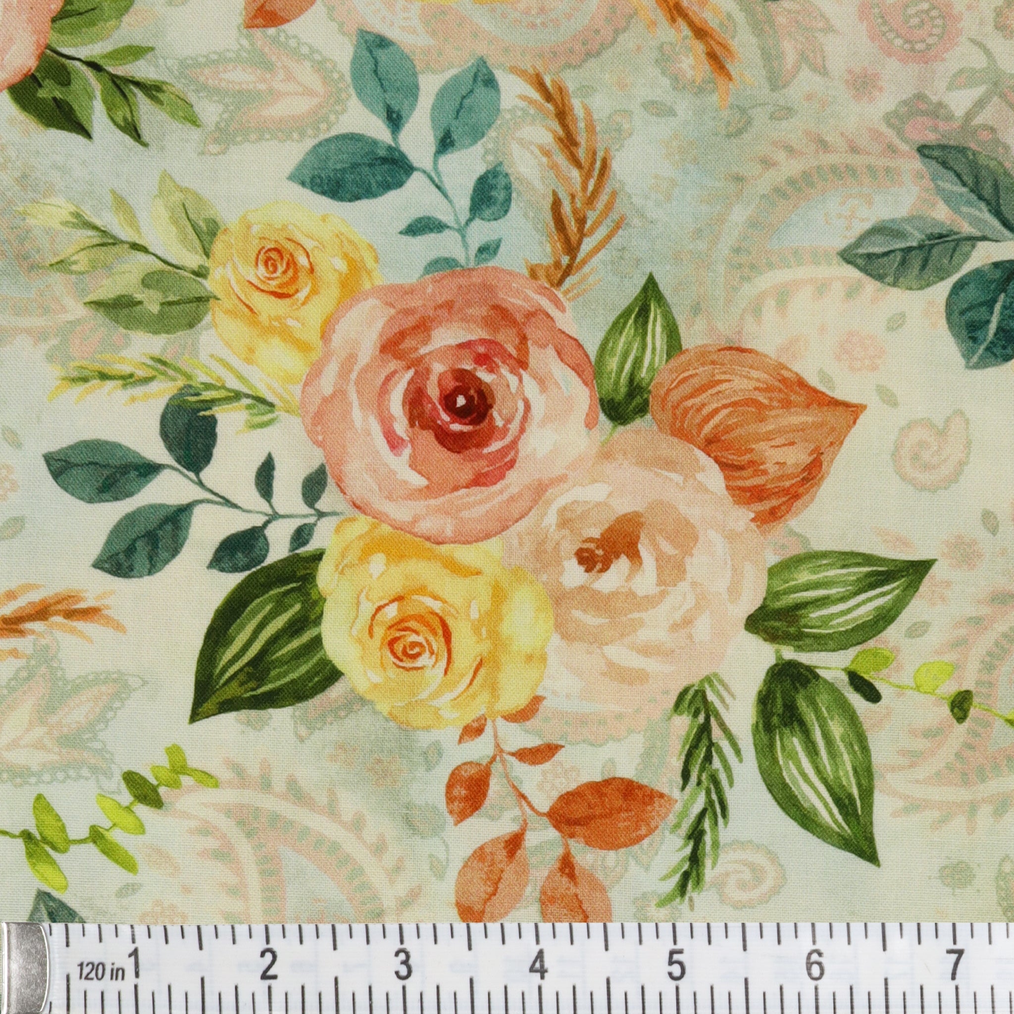 Gone Country 108" Quilt Backing - Country Time Roses Seafoam