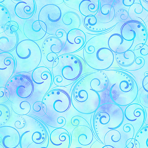 Swirling Splendor 108" Wide Quilt Backing - Aqua